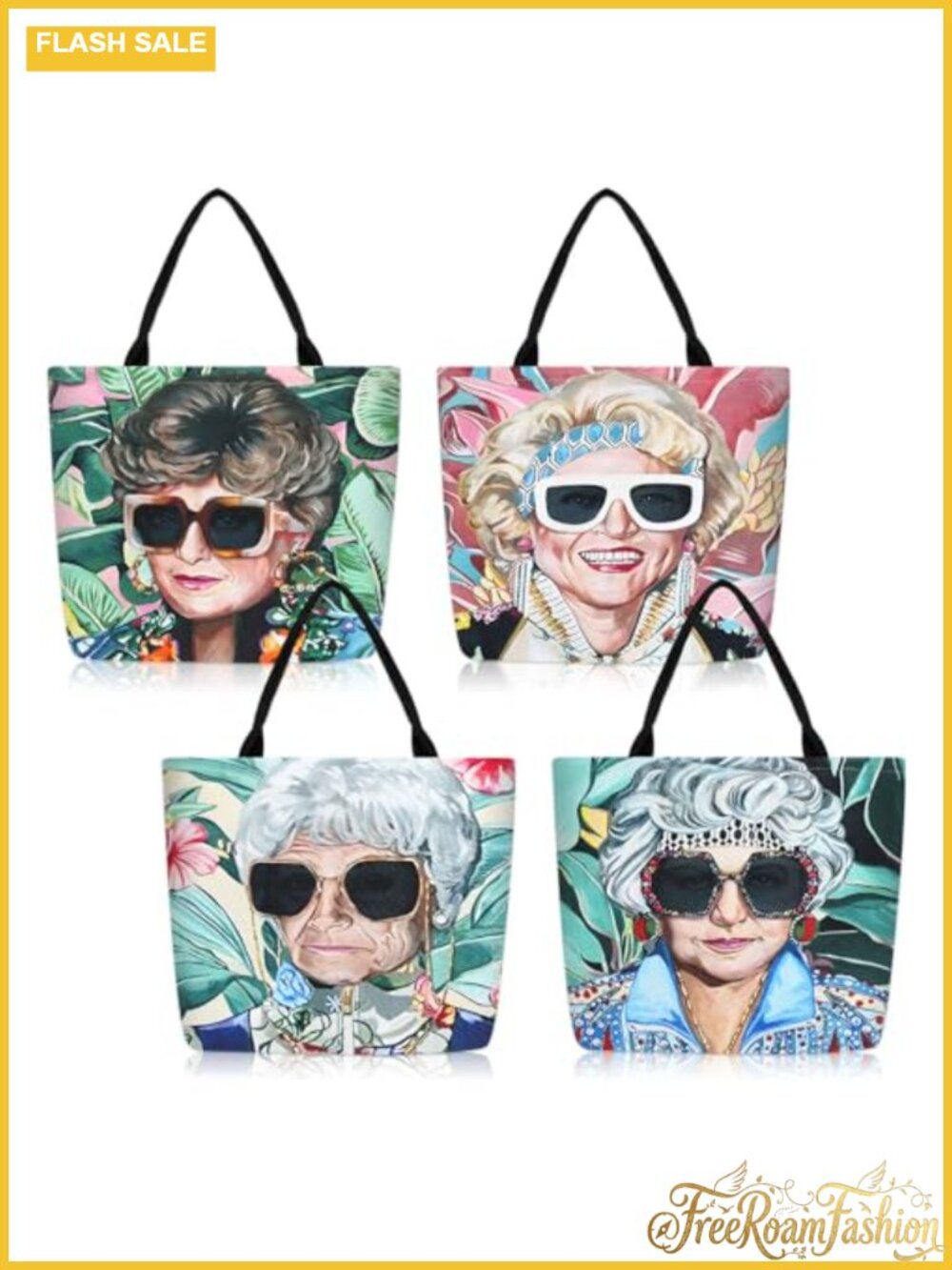 Canvas Tote Bags Set 4 Large Shoulder Handbags Satchel